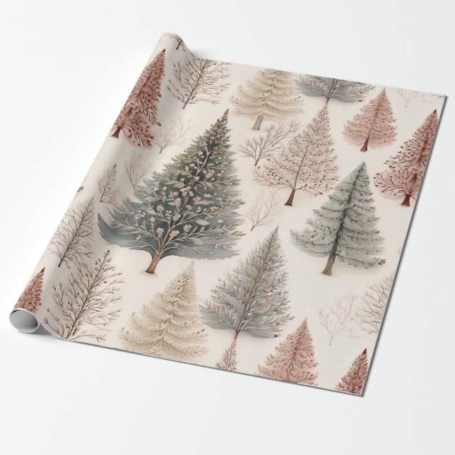 Papel De Regalo Winter Trees - Rustic Holiday Forest (2) (Desenrollado)