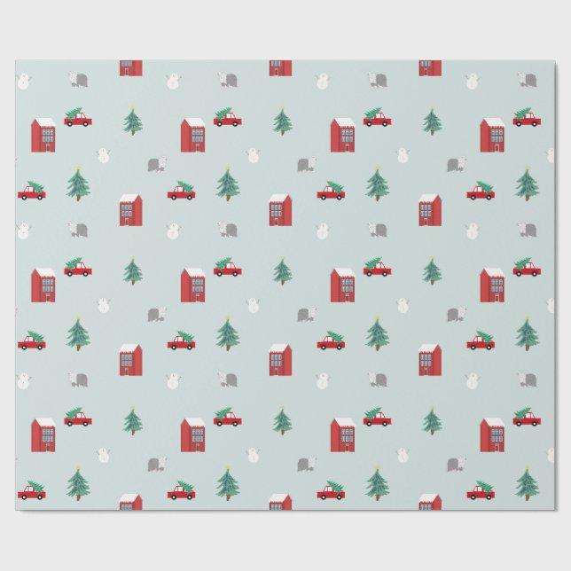 Papel De Regalo Winter Village Wrapping Paper - Christmas Gift (Superficie plana)