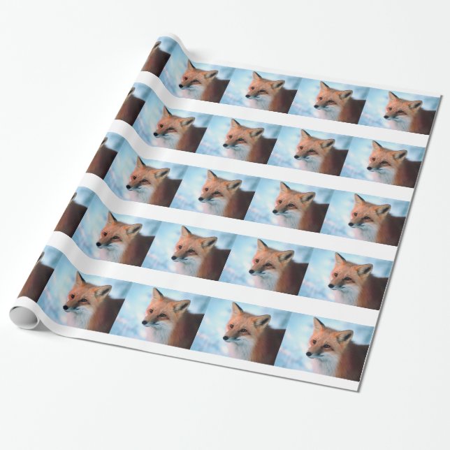 Papel De Regalo Winter Wildlife Red Fox (Desenrollado)