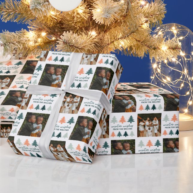 Papel De Regalo Winter Wishes Christmas Trees Photo (Vacaciones)