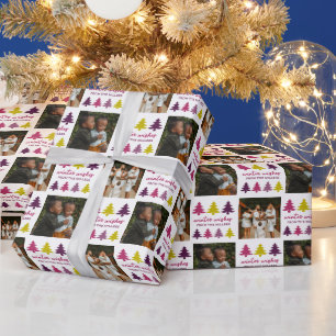 Papel De Regalo Winter Wishes Purple Christmas Trees Photo