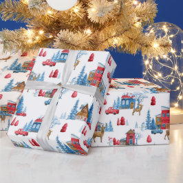 Papel De Regalo Winter Wonderland Blue & Red