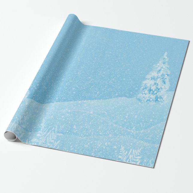 Papel De Regalo Winter Wonderland,Fiesta de Pine Tree (Desenrollado)