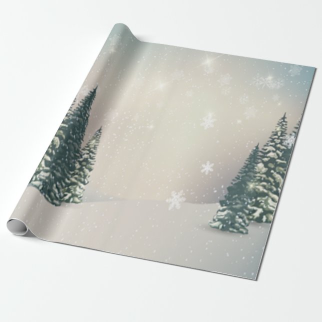 Papel De Regalo Winter Wonderland, Forest, vacaciones de nieve (Desenrollado)