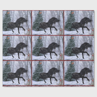 Papel De Regalo Winter Wonderland Friesian Horse Wrapping Paper