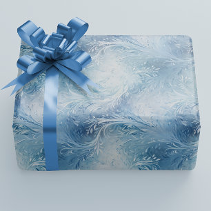 Papel De Regalo Winter Wonderland Patrón de heladas azules