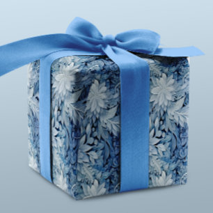 Papel De Regalo Winter Wonderland Patrón de heladas azules