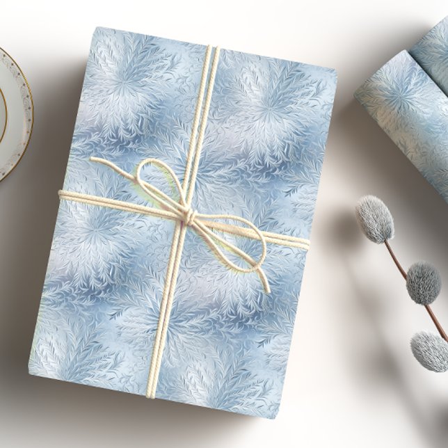 Papel De Regalo Winter Wonderland Patrón de heladas azules (Subido por el creador)