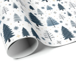 Papel De Regalo Winter Wonderland Snowy Blue Navidades