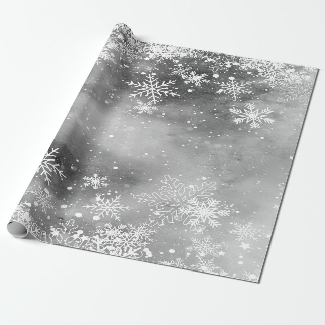 Papel De Regalo Winter Wonderland,Vacaciones en gris de nieve (Desenrollado)