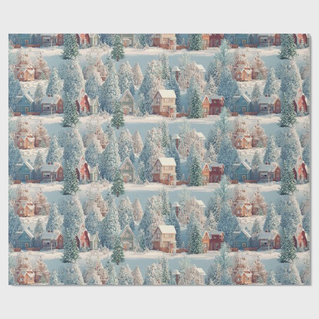 Papel De Regalo Winter Wonderland Voxel Art (Superficie plana)