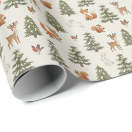 Papel De Regalo Winter Woodland Forest Animals Small Christmas