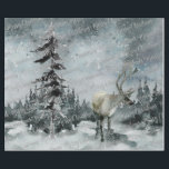 Papel De Regalo Winter Woodland Forest Stag Deer Merry Christmas<br><div class="desc">Una acuarela pintó bosques de invierno al atardecer con un reno maduro en primer plano y las palabras,  Feliz Navidad,  escritas en una bella caligrafía de plata por todo el periódico.</div>