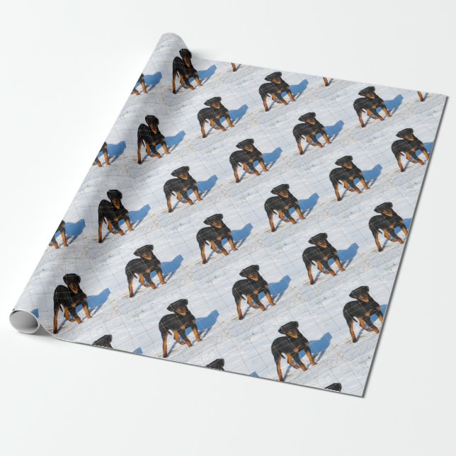 Papel De Regalo Winterland Rottweiler (Desenrollado)
