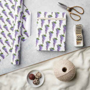 Papel De Regalo Wisteria Patrones Púrpura Verde Antecedentes De G