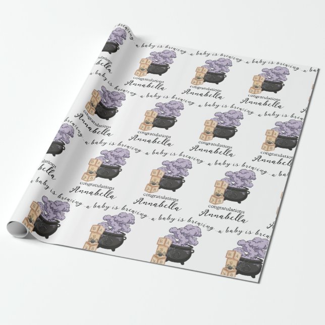 Papel De Regalo Witch Cauldron Halloween Baby Shower (Desenrollado)