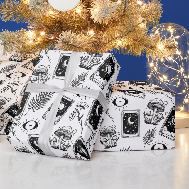Papel De Regalo Witchy Tarot Botanical Mushroom (Vacaciones)