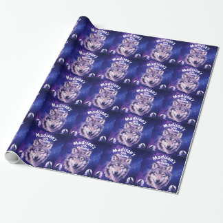 Papel De Regalo Wolf Galaxy Stars Cosmic Birday Party