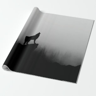 Papel De Regalo Wolf gritando en la luna