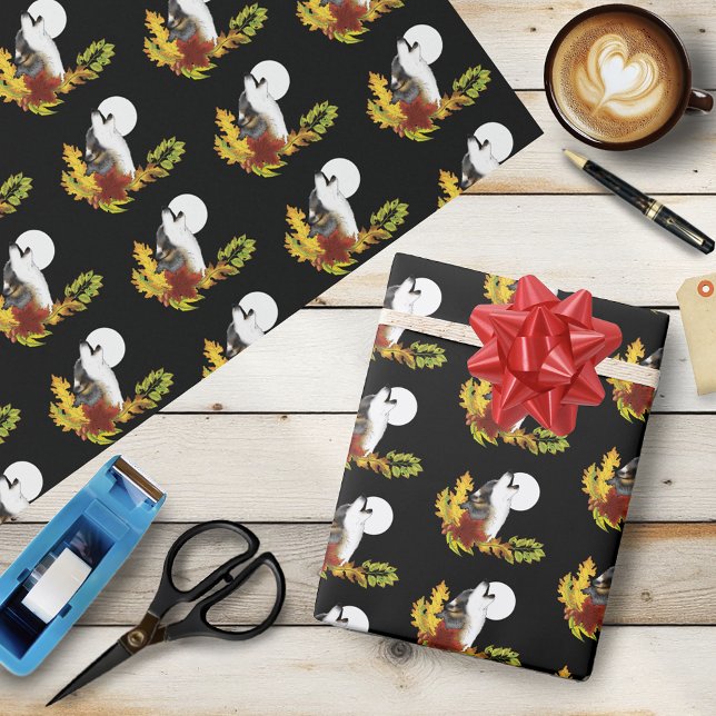 Papel De Regalo Wolf Howling Moon (Subido por el creador)
