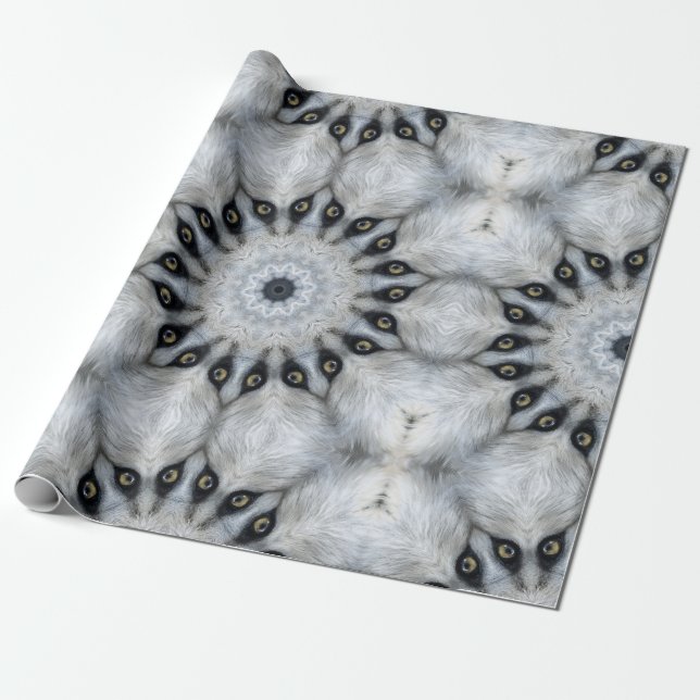 Papel De Regalo Wolf Mandala Fierce Eyes y Furor Simetría (Desenrollado)