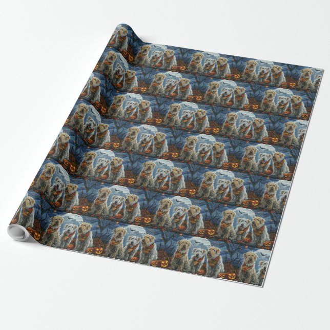 Papel De Regalo Wolfhound Halloween Spooky (Desenrollado)