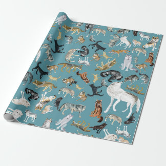 Papel De Regalo Wolves of the World Turquoise pattern