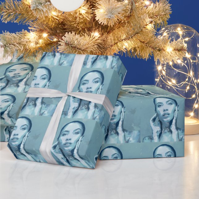 Papel De Regalo "Woman in Blue" Cadeaupapier Vellen Set (Vacaciones)