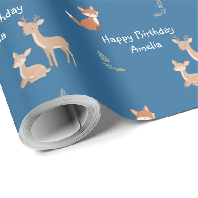 Papel De Regalo  Woodland Animal Birthday Personalized  (Esquina del rollo)