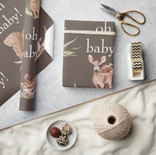 Papel De Regalo Woodland Animals Brown Oh Baby Wraping Paper