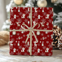 Woodland Animals Winter Wonderland Decoupage Red