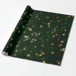 Papel De Regalo Woodland Cali Deep Green Forest Golden Confetti