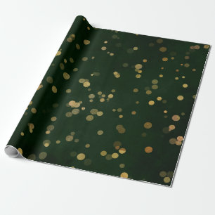 Papel De Regalo Woodland Cali Deep Green Forest Golden Confetti