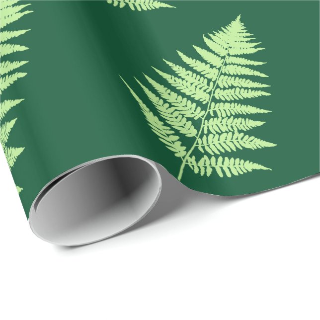 Papel De Regalo Woodland Fern 1, esmeralda y verde claro (Esquina del rollo)