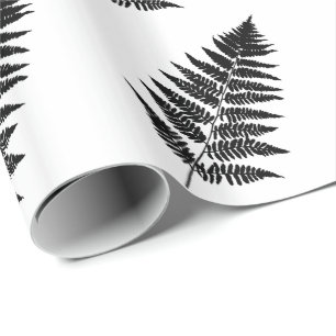Papel De Regalo Woodland Fern 1, negro y blanco