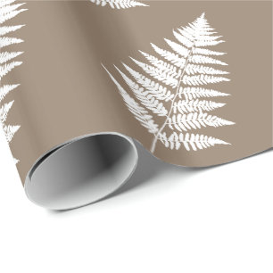 Papel De Regalo Woodland Fern 1, Taupe Tan y White