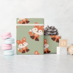 Papel De Regalo Woodland Forest Animals Fox Kids Birthday<br><div class="desc">Papel de envolver de cumpleaños de los niños de Forest Fox en Woodland.</div>