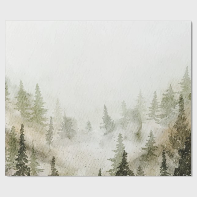Papel De Regalo Woodland, Forest,Pine Trees,String Lights (Superficie plana)