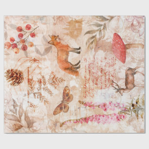 Papel De Regalo Woodland Forest Wildlife Fox Deer Decoupage