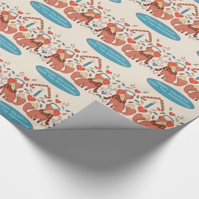 Papel De Regalo Woodland FOXES Escandinavia Nochebuena de invierno (Esquina)