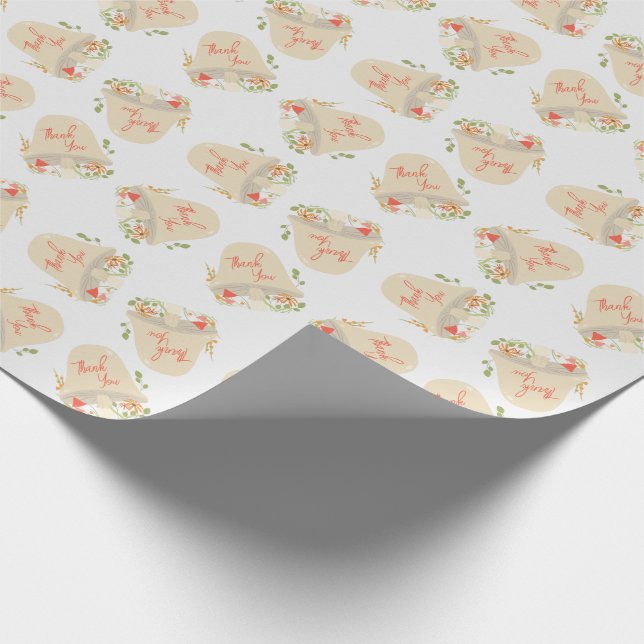 Papel De Regalo Woodland Mushroom Baby Shower Gracias (Esquina)