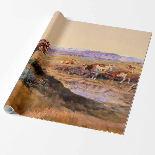 Papel De Regalo "Worldwide" Arte Occidental por Charles M Russell (Desenrollado)