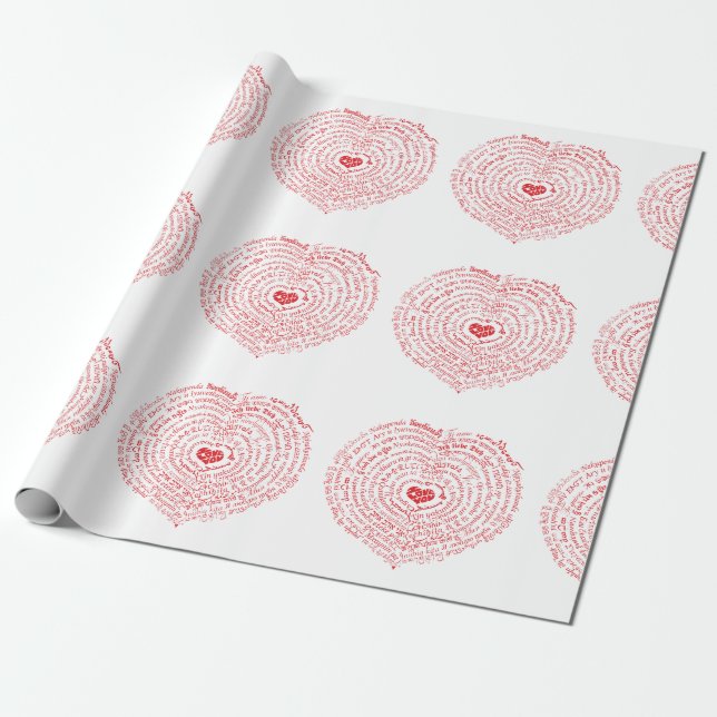Papel De Regalo Worlof Love Heart Wrapping Paper (Desenrollado)