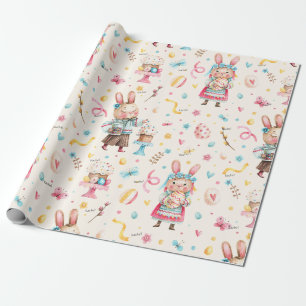 Papel De Regalo WP Nombre, Boy Chica Pascua Bunny Cakes Eggs