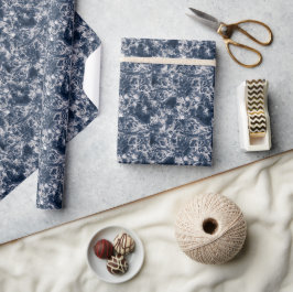Papel De Regalo Wrapping Paper - Blue And Silver Marble Pattern
