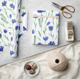 Papel De Regalo Wrapping Paper - Blue Flowers