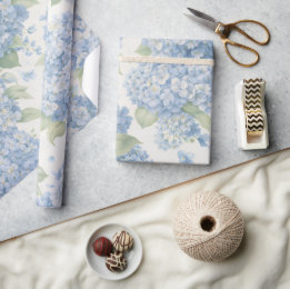 Papel De Regalo Wrapping Paper | Blue Hydrangea Floral Gift Wrap