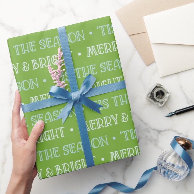 Papel De Regalo Wrapping Paper Christmas Merry And Bright Green (Regalar)