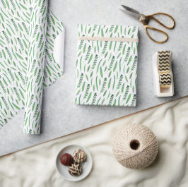 Papel De Regalo Wrapping Paper - Green Leaves Pattern