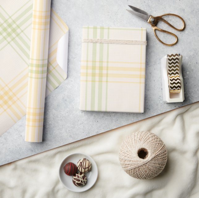 Papel De Regalo Wrapping Paper | Lemon Plaid Luxe Gift Wrap (Artesanía)